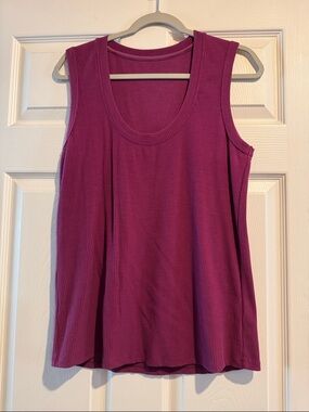 Woolx- Women's Ribbed Scoop Neck Tank Top - Berry, Sloane- XL